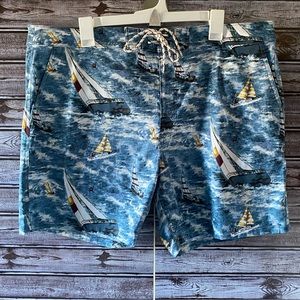 J Crew Men's Sailboat‎ Print Swim Trunks Size 38